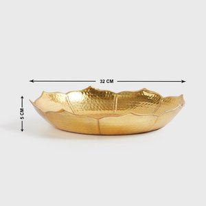 Round Shape Aluminum Gold Color Handmade Design Flower Bowl Urli with Two Handles for Festival Decoration - Product Image 6