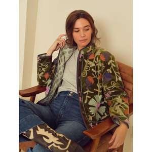 Chaqueta Corta Acolchada Floral Tejida a Mano, de Algodón, Ecológica, de Secado Rápido, Gruesa, para Mujer, Estilo Bohemio Étnico, Abrigo de Otoño/Invierno - Product Image 3