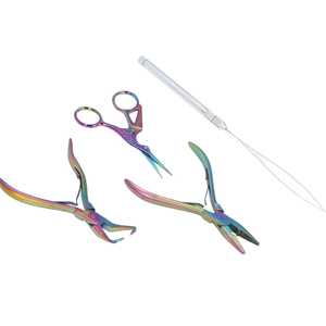 Kit de pinces professionnelles pour extensions de cheveux multicolores arc-en-ciel, acier inoxydable de qualité chirurgicale, outils de micro-liens, Ariston commercial - Product Image 5