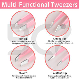 Pince à épiler pour poils incarnés, 4 pièces, en acier inoxydable, à pointe inclinée, durable et facile à nettoyer, couleur rose, nouveau design 2026 - Product Image 5