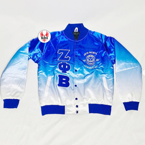 เสื้อแจ็กเก็ตบอมเบอร์มีกระดุมผ้าซาตินปักลายตัวอักษรพื้นนุ่มยืดหยุ่น - Product Image 3