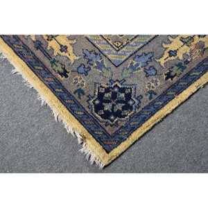 Alfombra Turca de 6.4x9.6 pies, Alfombra Grande Vintage, Alfombra de Lana con Puntos Azules y Amarillos - Product Image 5