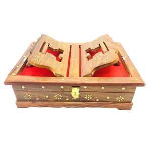 Handcrafted Sheesham Wood Bhagavad Gita Stand with <b>Box</b> Aromatic Wooden <b>Book</b> Stand for Ramayan - Product Image 3