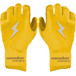 Premium amarillo y marrón con agarre fuerte puño largo cuero diseño único guante de bateo de béisbol - Product Image 1