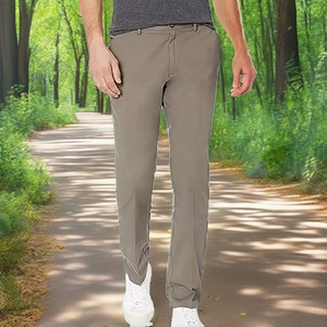 Nuevos Pantalones Chinos de Algodón Mezclado para Hombre, Ligeros, de Alta Calidad, Lavado Oscuro, Cintura Plana, Corte Recto, Formales, Casuales, para Golf, Venta al Por Mayor - Product Image 2
