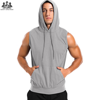 Sudadera con Capucha sin Mangas para Hombre, Invierno, 100% Algodón, Ropa Deportiva |   Chaleco Deportivo Transpirable y Ecológico de Tela Tejida de 370g |