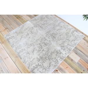 Tapis vintage 4,4x4,7 pieds, tapis d'inspiration turque, tapis floral marron beige - Product Image 2