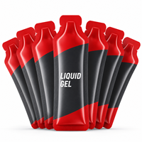 Pochette à bec verseur découpée sur mesure de qualité alimentaire pour suppléments liquides, emballage de gel énergétique rouge et noir avec thermoscellage