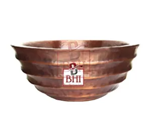 COPPER WASH <b>BASIN</b> TABLE TOP HAMMERED RIB STYLE OVAL (250x538x288mm ) - Product Image 1