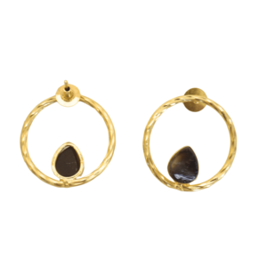 Boucles d'oreilles pendantes en laiton naturel, pierre semi-précieuse naturelle de qualité supérieure, finition laiton satiné, sans nickel, durables, vente en gros, mode - Product Image 4