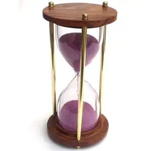 Calvin Artigianato "Aqua antiquariato nautico in legno e ottone sabbia Timer ora vetro Sandglass antico arredamento nautico