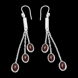 Plata para mujer, joyería para niñas, pendientes de piedra 925, granate de ley sólido, piedras preciosas, pendientes giratorios de plata, joyería colgante de moda - Product Image 2