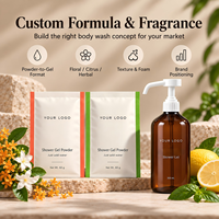 Poudre de gel douche corporelle aux herbes personnalisée, sans plastique, à remplir, moussante, éclaircissante, rafraîchissante et hydratante, avec effet bulles