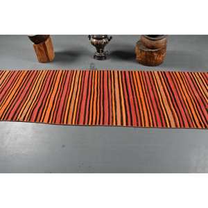 Nouveau tapis en viscose de laine noire Orange traditionnelle 2.3x10ft Design Patchwork turc pour entrée couloir Latex armure Jacquard - Product Image 3