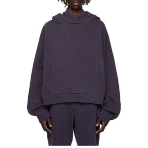 Sudadera con Capucha de Felpa Sólida con Logotipo Personalizado, Lavada, Desgastada, Estilo Vintage, Lavada al Ácido, con Bordado y Parches, Ropa Urbana de Invierno para Hombre - Product Image 1