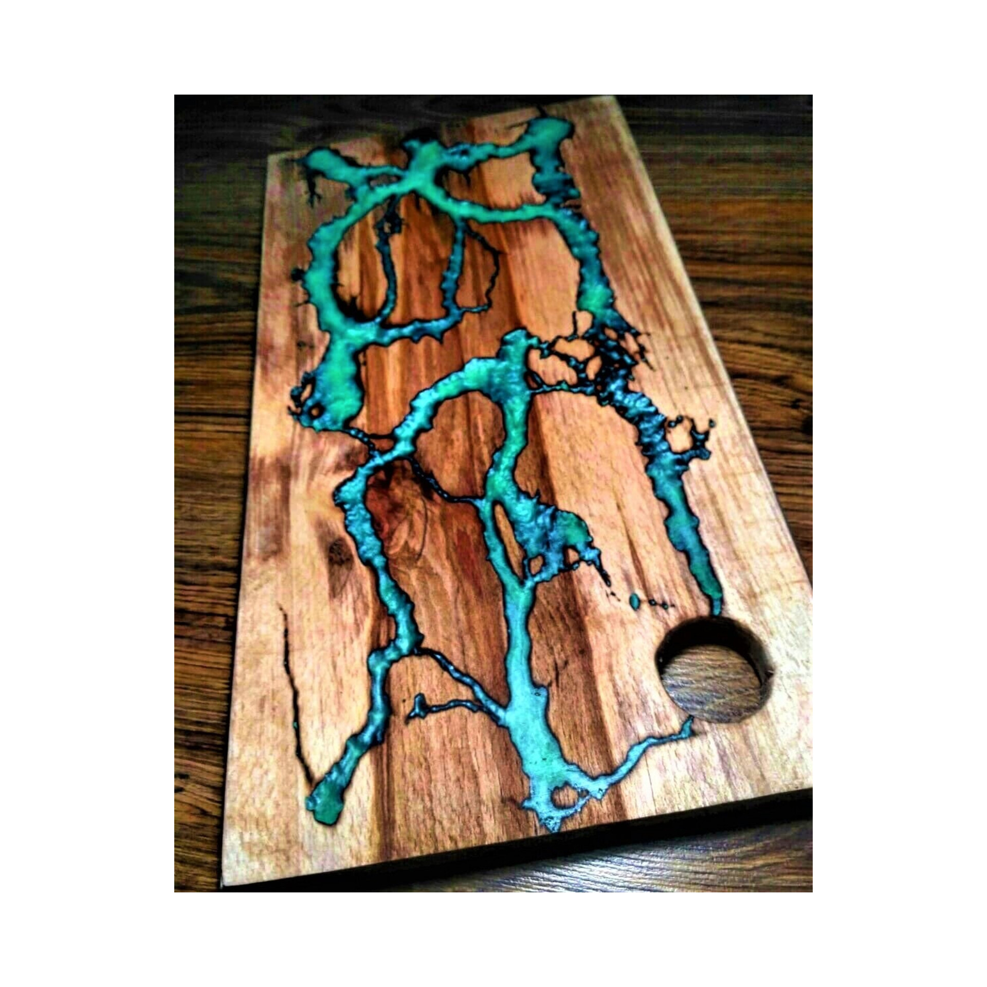 Tabla De Charcutería De Resina De Madera De Acacia Rectangular 2XL, Tabla De Queso, Tabla De Cortar Con Dos Soportes Extendidos Ocean Wave