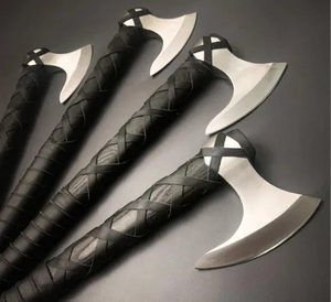 Custom Engraved Steel Viking <b>Axe</b> with Industrial Grade Battle Ready Decorative Leather Sheath and <b>Wood</b> Handle - Product Image 3