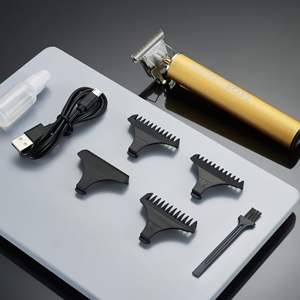 Tondeuse à barbe rechargeable professionnelle pour hommes, tondeuse à cheveux, étanche IPX7, lame en acier inoxydable, alimentation USB, interface française - Product Image 5