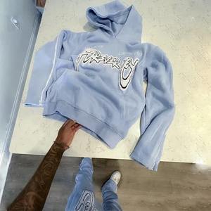 Pantalon de survêtement évasé en broderie chenille personnalisée pour hommes, ensembles de deux pièces de couleur unie, survêtement à fermeture éclair à manches et coutures latérales, survêtement empilé, hiver - Product Image 4