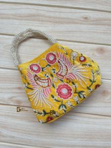 Designer Handcrafted Stylish Woman Handbag <b>Elephant</b> Design Silk Lining Open Closure Pattern Pearl Tassel <b>Decoration</b> Party Gift - Product Image 2