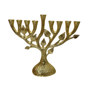 Wholesale <b>Tree</b> Design Menorah Candle Holder Antique Gold Finish Metal Hanukkah Candelabra For Home Decoration And Gifts - Product Image 6