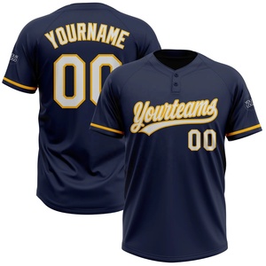 Camiseta de Softbol Profesional Blanca y Azul Marino, Ropa Deportiva Ligera, Ribete de Contraste en las Mangas, Personalización por Transferencia Térmica, Marca Privada - Product Image 1
