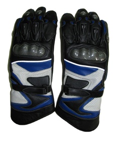 Gants de moto en cuir de vachette à doigts entiers avec protection de la paume, protection UV, isolation thermique et sangle de poignet réglable pour hommes - Product Image 3