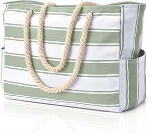 Grand sac de plage à fermeture éclair imperméable et résistant au sable de couleur unie pour femmes pour une utilisation en piscine - Product Image 1