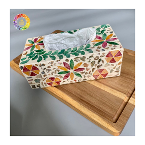 Boîte à mouchoirs en bois de luxe avec incrustation de nacre, fabriquée à la main, pour la décoration d'hôtels et de maisons - Product Image 3