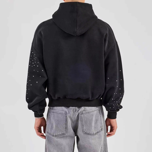 Ventes en gros de sweats à capuche thermiques pour hommes, nouveaux et élégants, avec fermeture éclair intégrale et capuche surdimensionnée, logo en strass pour l'hiver - Product Image 4