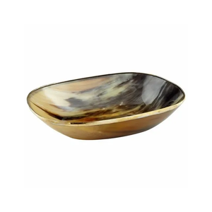 Tazón de cuerno de forma ovalada tallada intrincada para el hogar a prueba de arañazos-excelente pulido para mesas tazón de cuerno Natural de búfalo al por mayor - Product Image 1