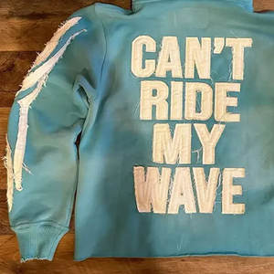 Sudadera con capucha Vintage con bordado de parche desgastado personalizado/100% transpirable precio razonable Sudadera con capucha con parche desolador para hombres - Product Image 6