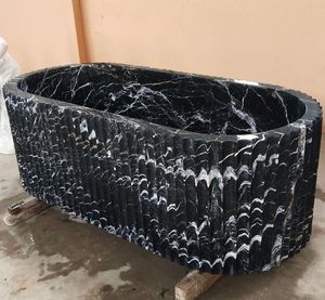 อ่างอาบน้ำโบราณพื้นผิวหินอ่อนหินแกรนิตสีดำทนทานอ่างน้ำวนหินธรรมชาติคุณภาพสูงทนทาน - Product Image 2