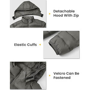 Veste matelassée à capuche imperméable pour homme OEM, chaude, légère, matelassée, manteau d'hiver, design de poche, fournisseur en gros - Product Image 4