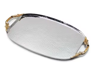 Plateau de service ovale plaqué argent de style arabe de haute qualité plateau en métal décoratif réutilisable idéal pour la nourriture et le service - Product Image 3