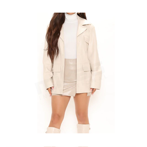 Chaqueta de cuero liso para mujer, nuevo diseño - Product Image 2