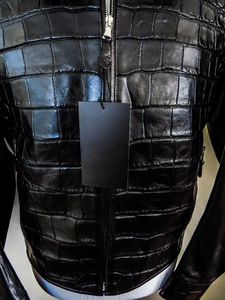 Chaqueta de Cuero Genuino para Hombre, Estilo Casual, Personalizable, Transpirable, con Estampado de Cocodrilo Repujado, para Invierno - Product Image 3