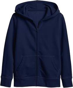 Sudadera con capucha de algodón con cremallera para niños, Jersey transpirable francés Terry, peso pesado, hombro caído, capucha para niños - Product Image 2