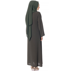 Mode femmes dubaï manches longues robe Abayas pour femmes musulmane longue robe pour dames mode hautement brodé deux couleurs teintées - Product Image 2