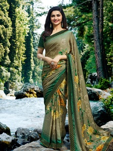 Nuevo Sari de Georgette con Estampado Digital de Diseñador, Sin Costuras, con Blusa, para Bodas y Fiestas, Estilo Indio Pakistaní - Product Image 4