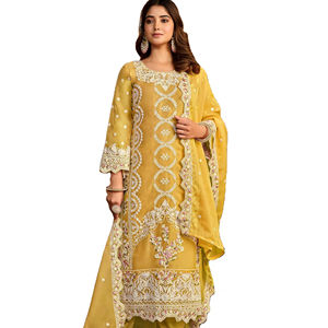 Traje Salwar de trabajo de secuencia de bordado de organza suave de último diseñador de Fab Zone - Product Image 1