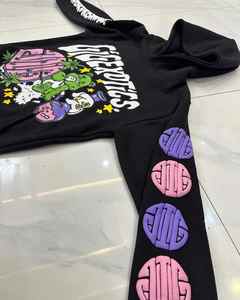 Sweats à capuche en molleton de coton 400 Gsm de haute qualité avec sérigraphie respirante fermeture à glissière avant et arrière coton de base mélangé pour hommes - Product Image 6