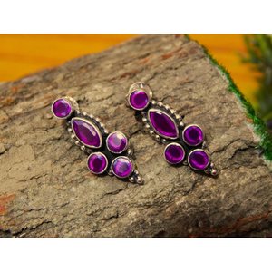 ต่างหูเพชรทับทิมเงินสเตอร์ลิง925หรูหราเครื่องประดับงานแต่งงานที่มีน้ำหนักเบา - Product Image 5