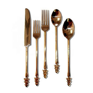 Cubiertos de cobre pulido de alta calidad personalizados, juego de cubiertos de boda, cubiertos de acero inoxidable, cubiertos de restaurante de Metal al por mayor - Product Image 1