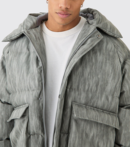 Veste matelassée en duvet de canard en coton sur mesure à la vente chaude, style streetwear imprimé personnalisé, fermeture éclair frontale régulière pour l'hiver - Product Image 6