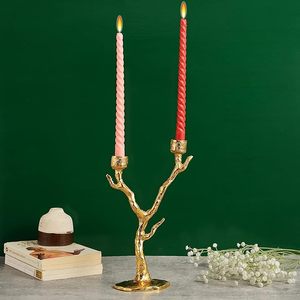 Bougeoir conique doré avec branche d'arbre Grand centre de table de mariage en aluminium et métal en laiton pour la décoration de la maison - Product Image 3