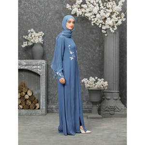 Abayas Casuales de Tela de Memoria Sólida Personalizadas de Moda para Mujer, Bordadas, con Cremallera, Transpirables, Ecológicas, 100% Poliéster - Product Image 4