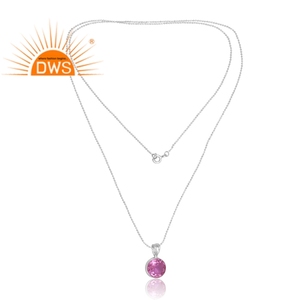 Nuevo patrón de diseño de plata esterlina Natural Doublet Kunzite cuarzo piedra preciosa colgante collar joyería personalizada para mujeres - Product Image 1