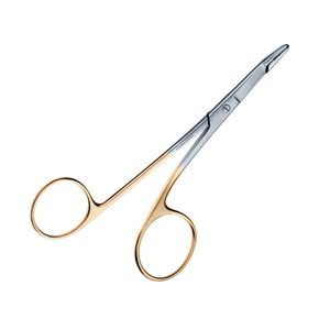 Pinces à aiguilles Gillies mini de haute qualité, à prise souple, en acier inoxydable demi-or, avec ciseaux - Product Image 2