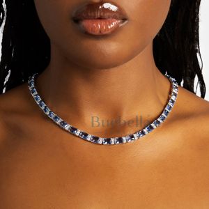 Gran oferta, probador de diamante de paso de moissanita de 6mm, plata 925, 14K, chapado en oro blanco, cadena de tenis radiante azul, joyería fina - Product Image 2